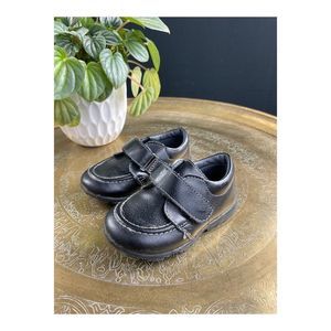 Wee Walkers Sneakers Faux Leather Hook & Loop Closure Grip Black Size 7 Toddler